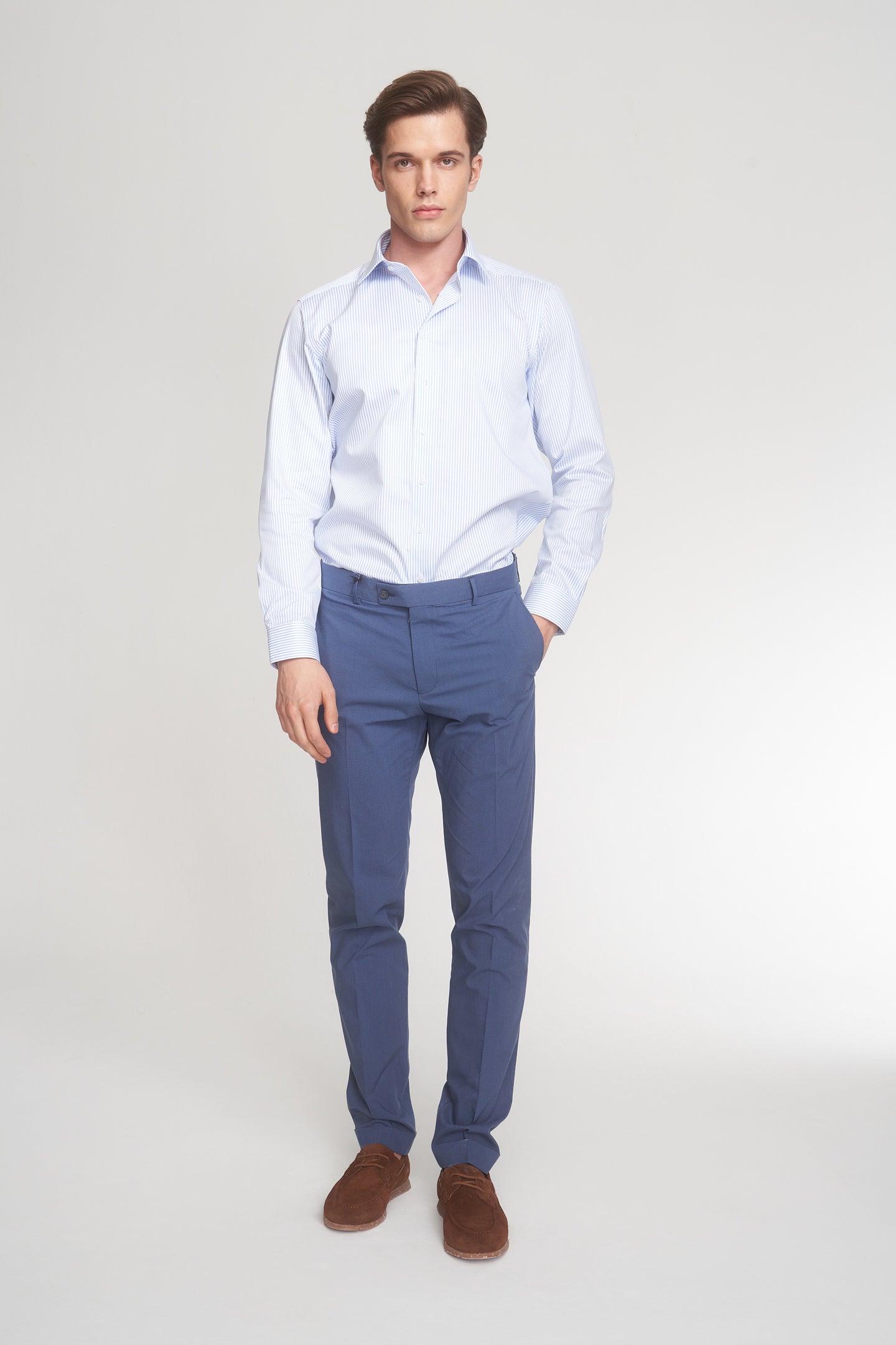 Light Blue Striped Non Iron Shirt
